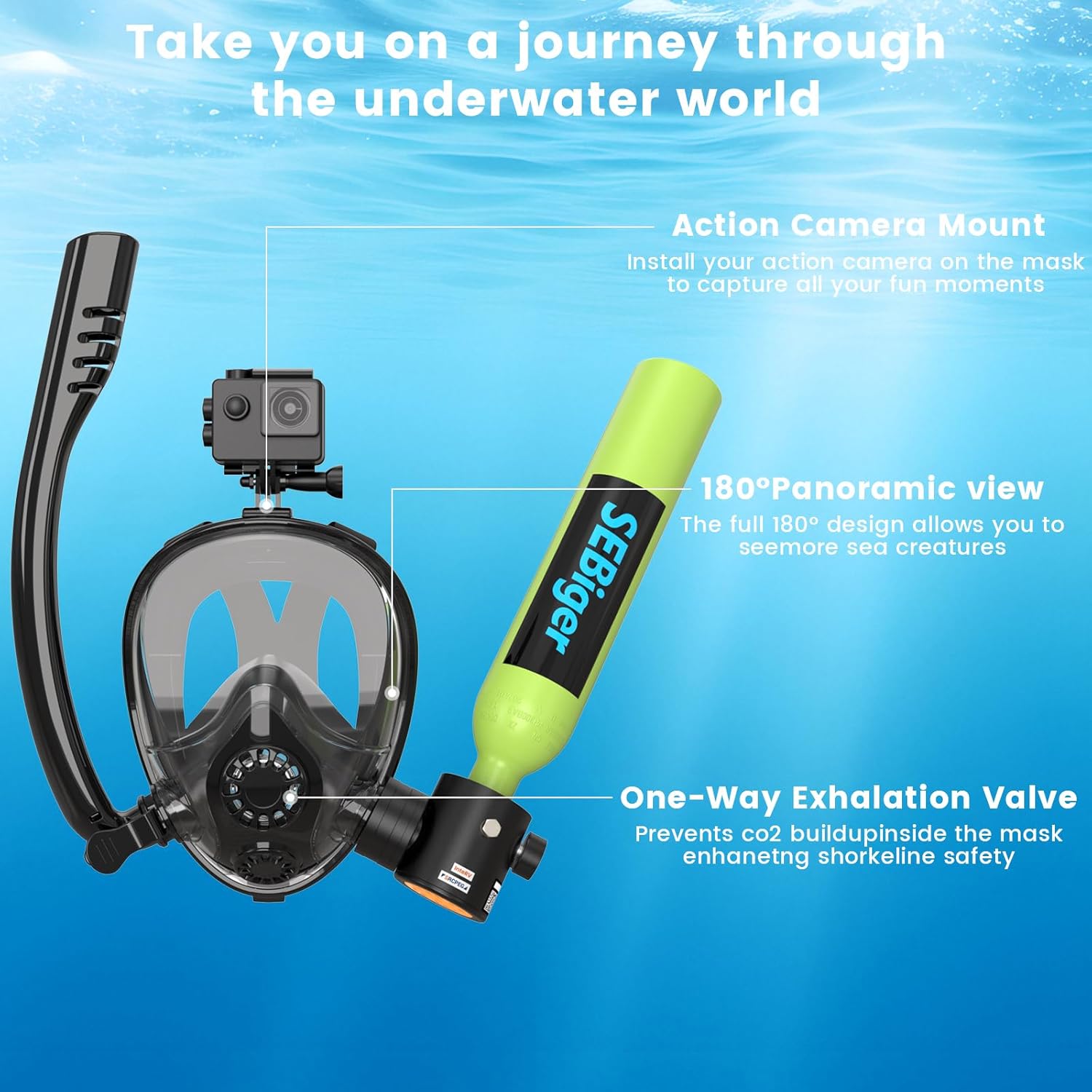 Mini Scuba Tank 0.5L with Full - Snorkel Set recension och pris